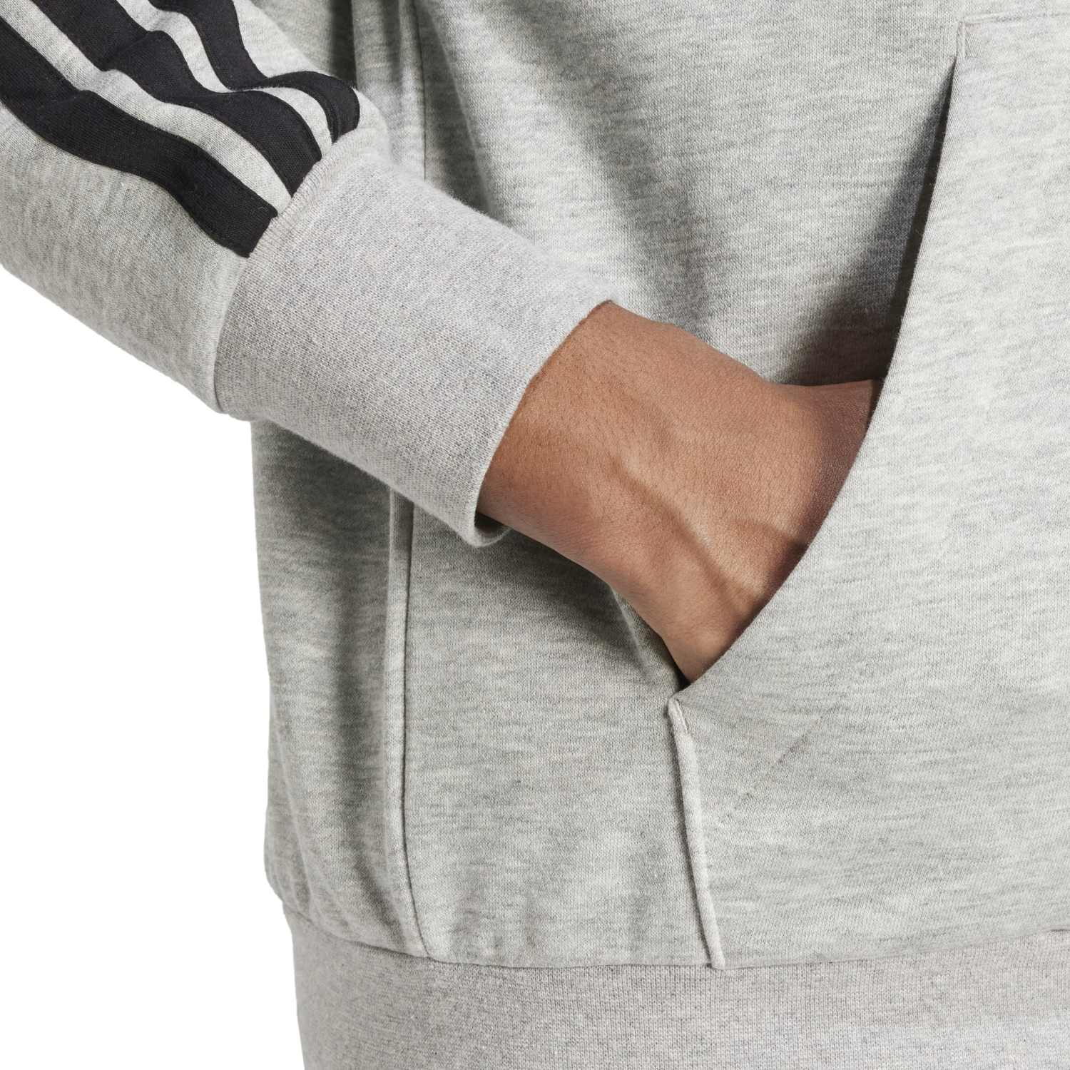 Essentials 3 Stripes Fleece FZ Hoody -Mens
