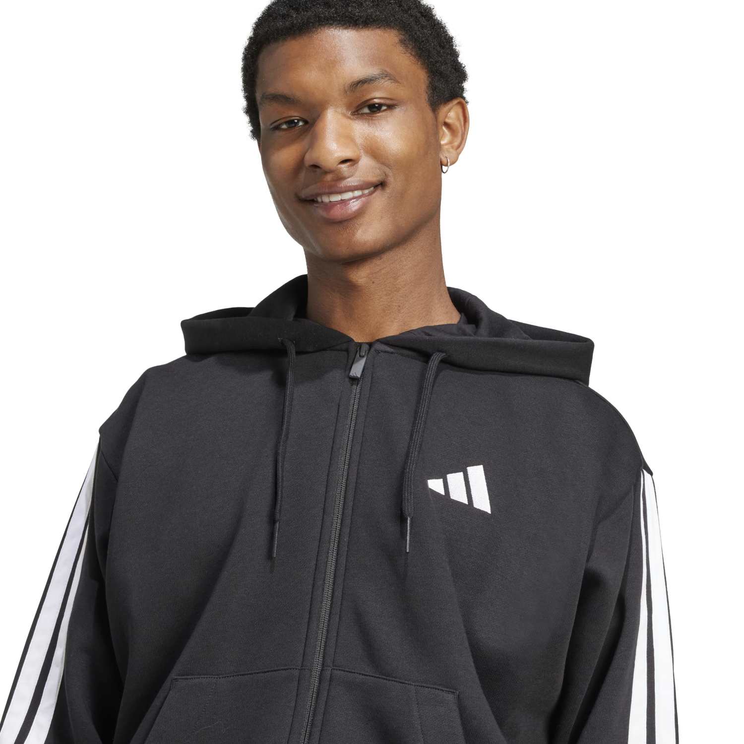 Essentials 3 Stripes Fleece FZ Hoody -Mens