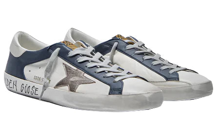 Golden Goose Superstar Double Quarter White Dark Blue Gun Metal