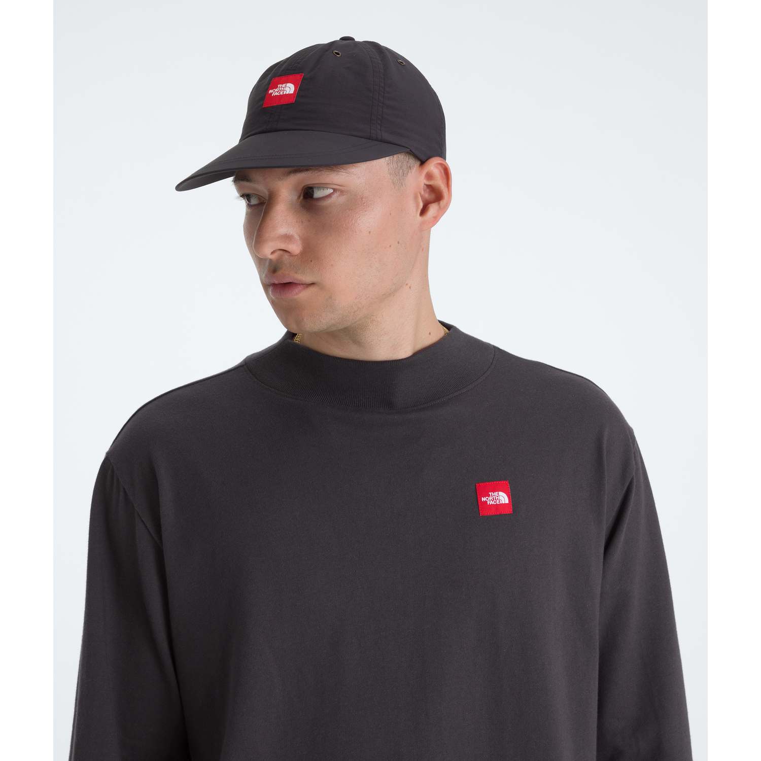 Men's Red Box Long-Sleeve Tee in Obsidian