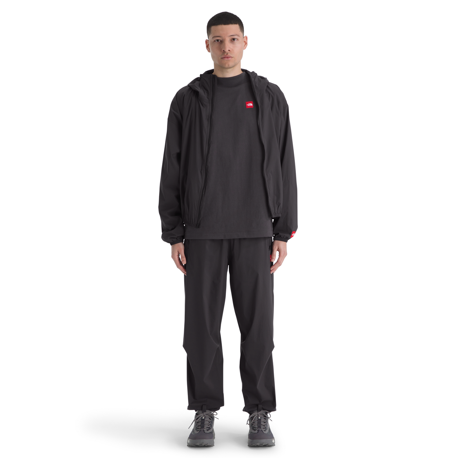 Men's Red Box Long-Sleeve Tee in Obsidian
