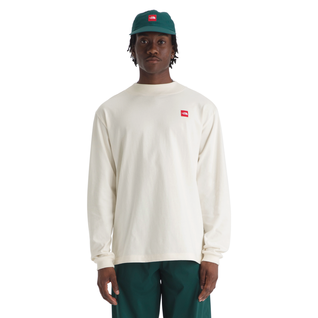 Men's Red Box Long-Sleeve Tee in White Dune