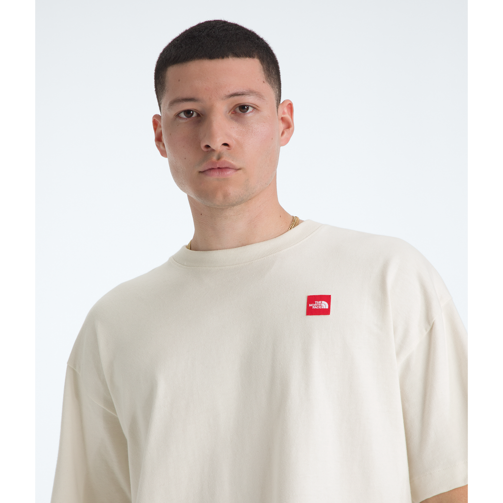 Men's Red Box Short-Sleeve Tee in White Dune